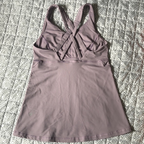 Lululemon Tank Top Super Soft Beautiful Kris Kross Straps Size 4 Colour Mauve - Picture 6 of 8